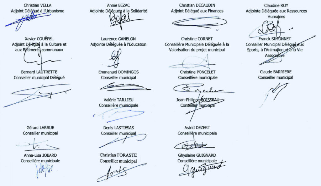 Signatures de soutiens
